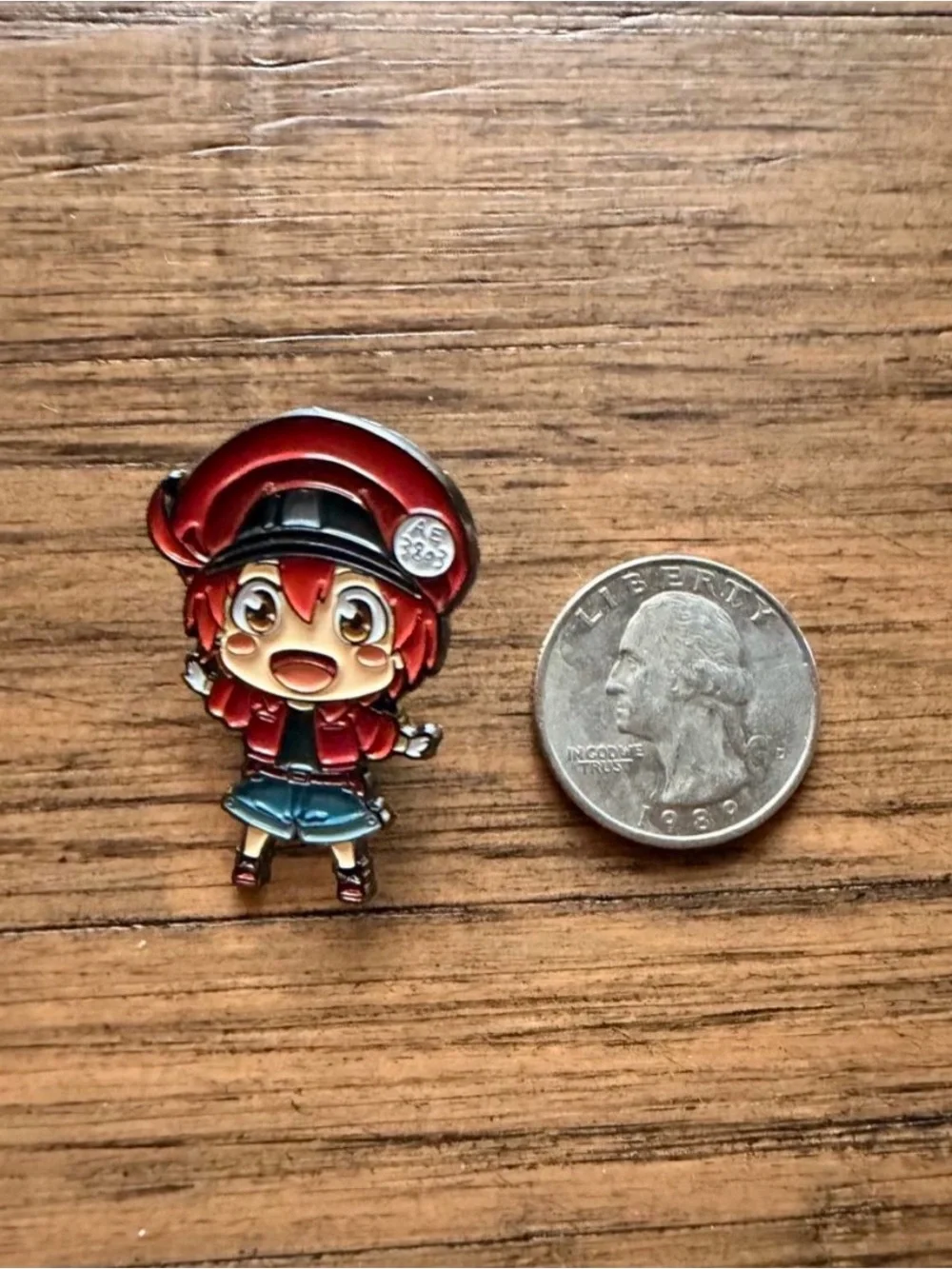 Cells At Work! Chibi red blood cell enamel Pin